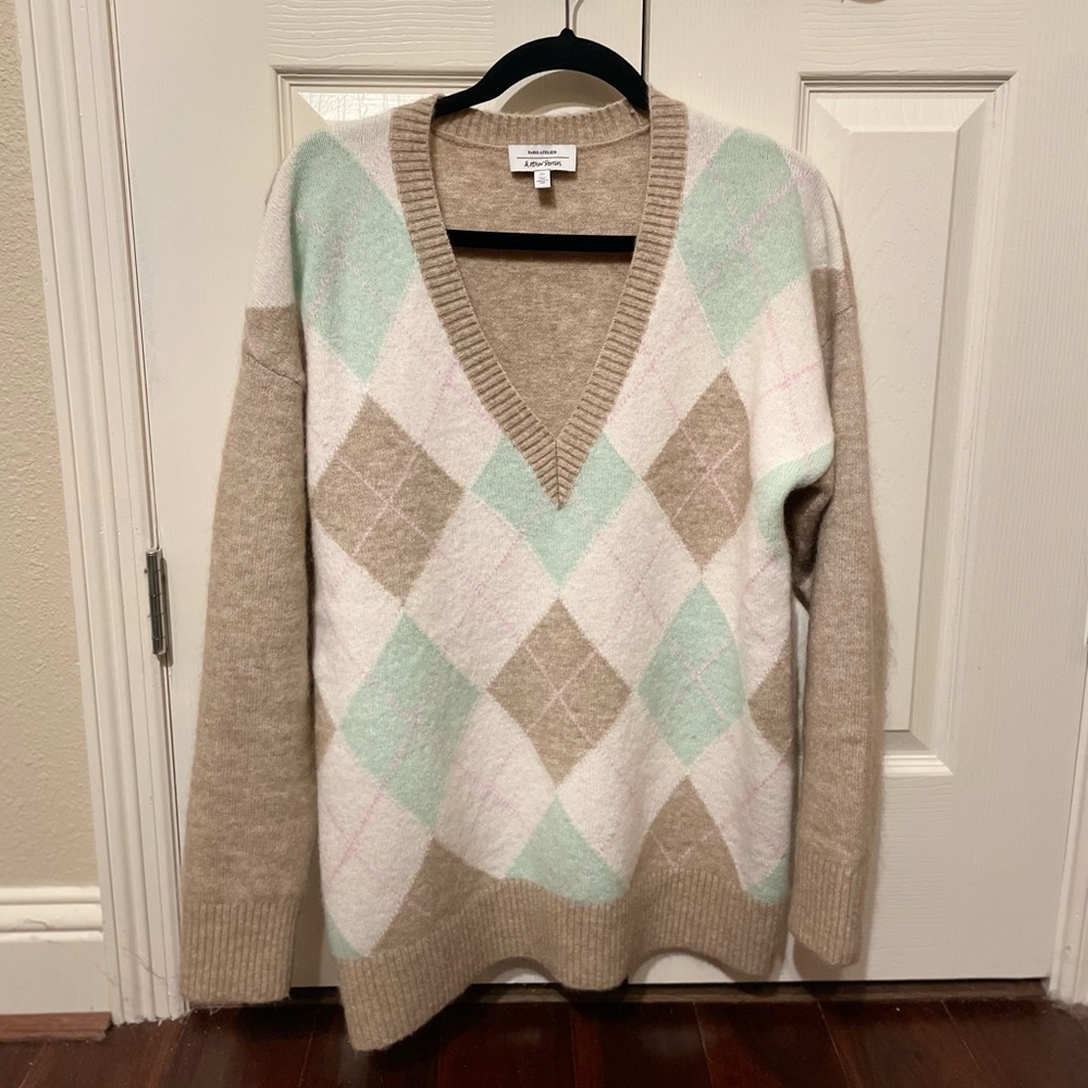 & Other Stories Oversized Mohair Argyle Patterned Jumper Size S
